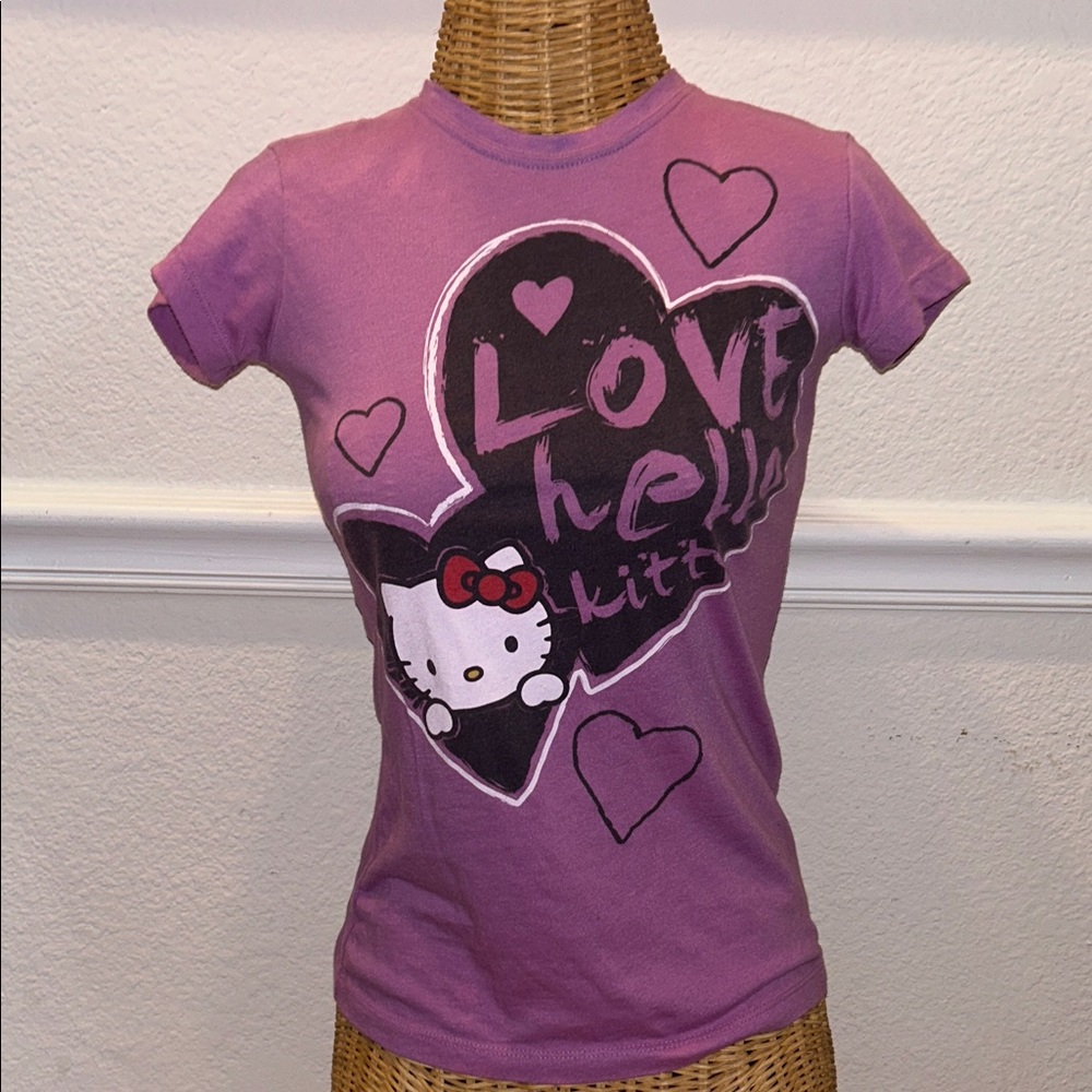 Y2K Sanrio Hello Kitty Purple Love Baby Tee